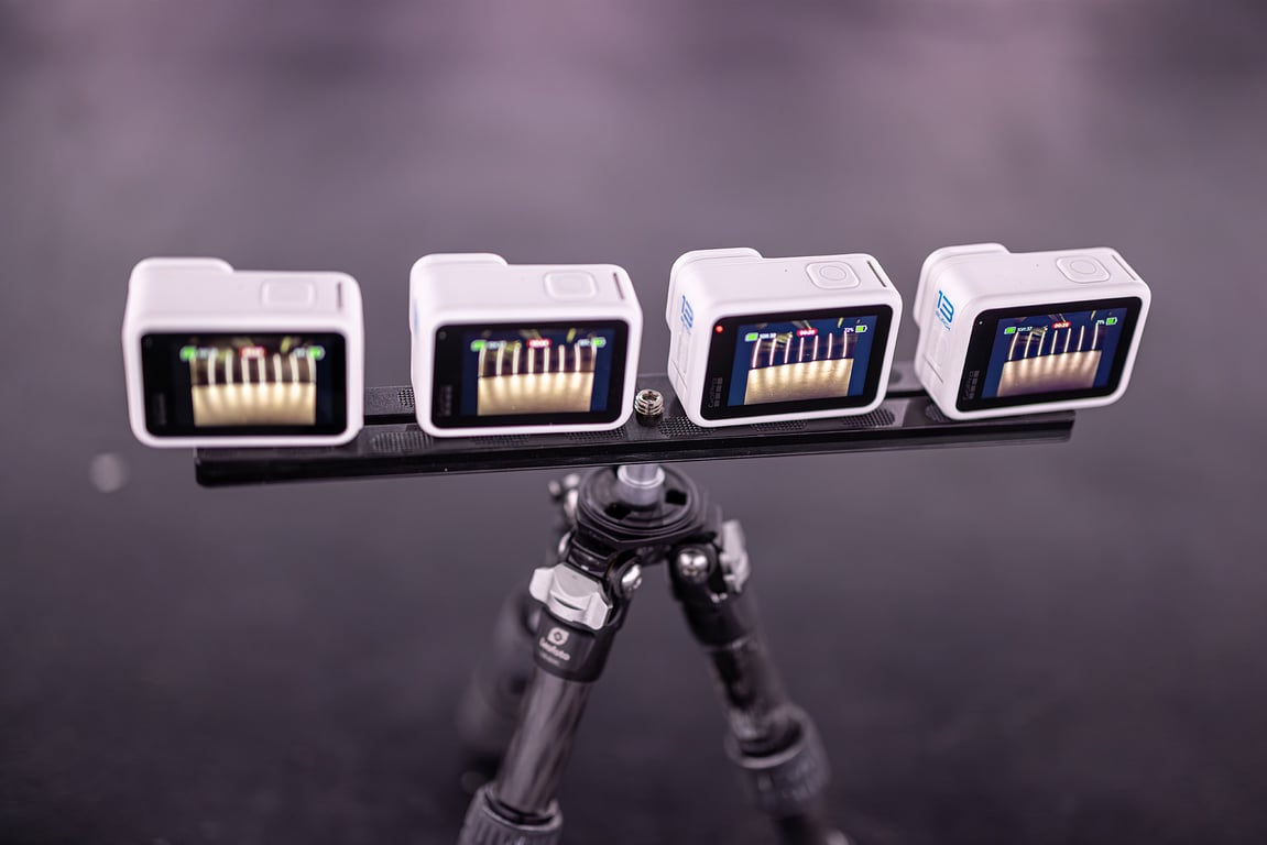 GoPro HERO13 cameras during a timer synchronization test
